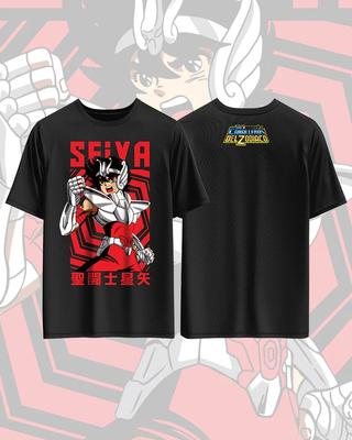 Хлопковая футболка с принтом аниме Saint Seiya для мужчин и женщин Харадзюку Уличная мода Оверсайз Аниме Периферийная одежда Футболка