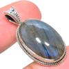 Natural Labradorite Gemstone 925 Solid Sterling Silver Gift Pendant 1.34" a6Q67