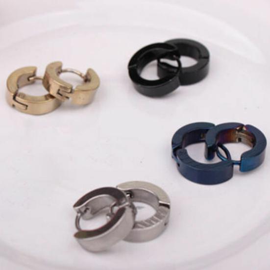 1 Pair Cool Men's Stainless Steel Huggie Hoop Earrings Casual Jewelry