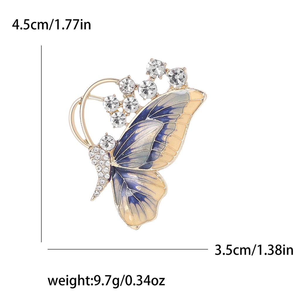 Enamel Butterfly Brooches for Women Unisex Rhinestone Insect Pins Banquet Party Backpack Gifts Jewelry Accessories