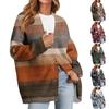 Women's Fashion Long Sleeve Print V-Neck Button Loose Cardigan Top