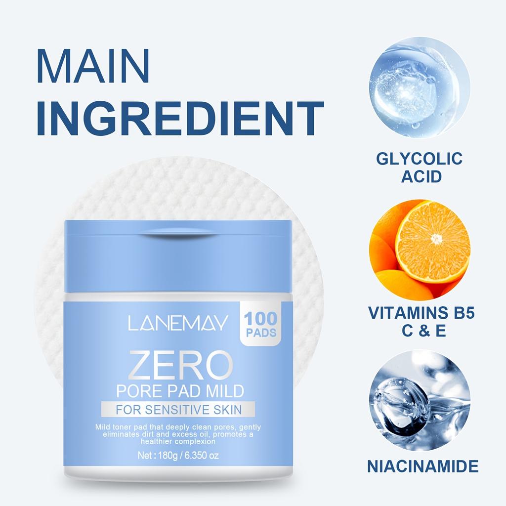 Pad Mild - Gentle Facial Cleansing Pads with Glycolic Acid, Vitamin B5 & E, Deep Cleanse & Shrink Pores, Moisturizing, Non-Drying, Face Cleansing Pads