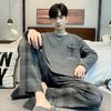 Men's Casual Korean Style Long Sleeve Pajamas - Pure Cotton, Suitable for Spring, Autumn, and Winter.