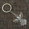 Fashion Guardian Angel 42x38mm Pendant 30mm Key Ring Metal Chain Silver Color Men Car Gift Souvenirs Keychain