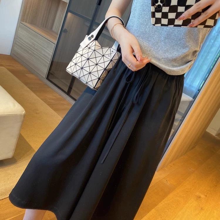 Женские широкие брюки из ледяного шелка с высокой талией — летние, утягивающие, в корейском стиле, свободный крой, подходят для фигуры типа «груша», юбка-брюки на завязках