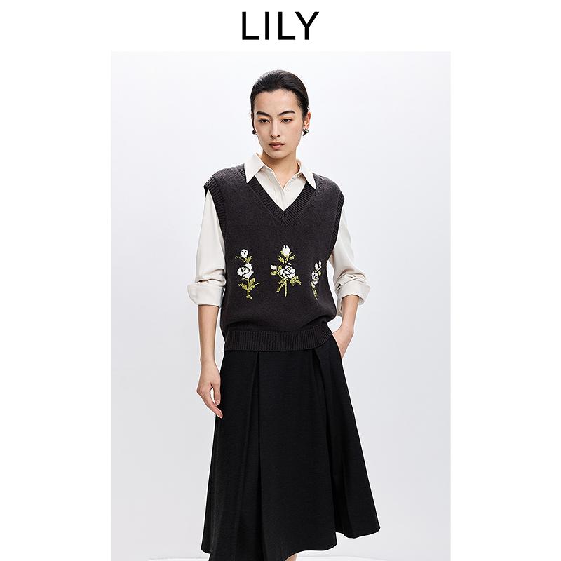 LILY Eurowind Серая вязаная жилетка-рубашка