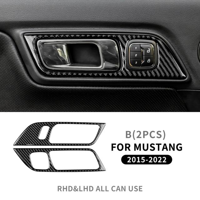 Внутренняя ручка двери автомобиля из углеродного волокна, наклейка на рамку дверной чаши для Ford Mustang 2015-2022, аксессуары для интерьера