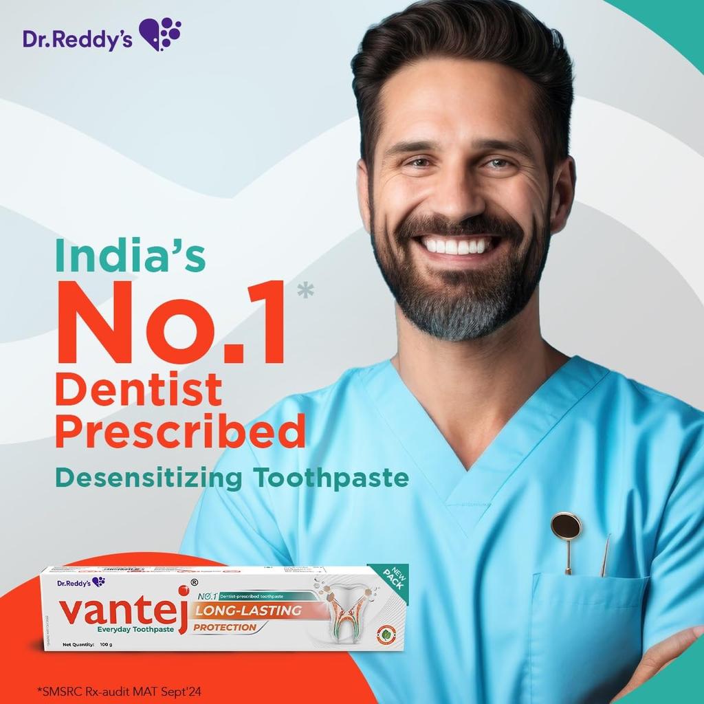 Vantej 100gm Toothpaste Pack Of 1 With Calcium For Sensitive Teeth And Long-Lasting Freshness