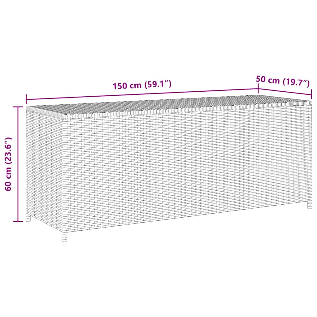 Garden Storage Box Black 150 x 50 x 60 cm Poly Rattan