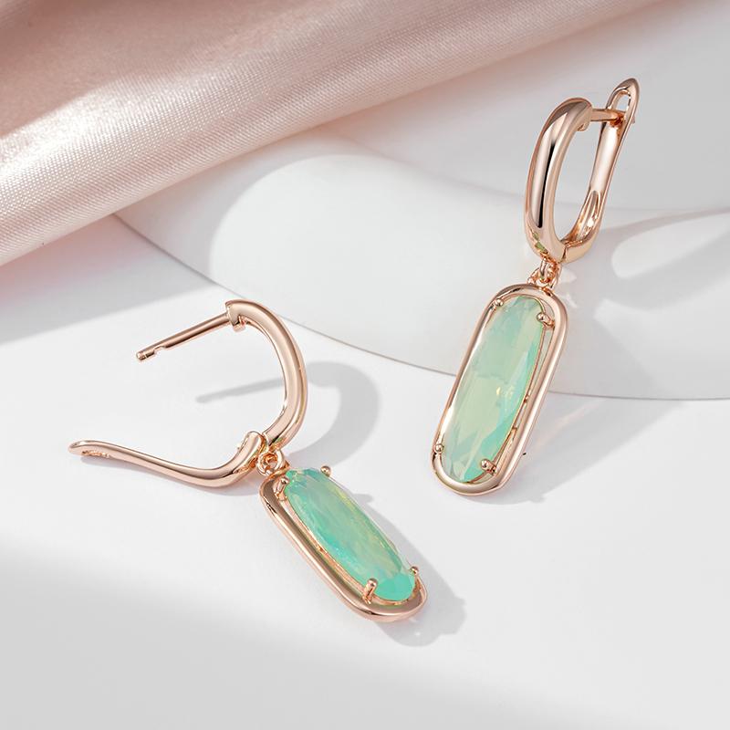 Kinel элегантные зеленые длинные серьги с натуральным цирконом для женщин, роскошные ювелирные изделия для вечеринки и свадьбы