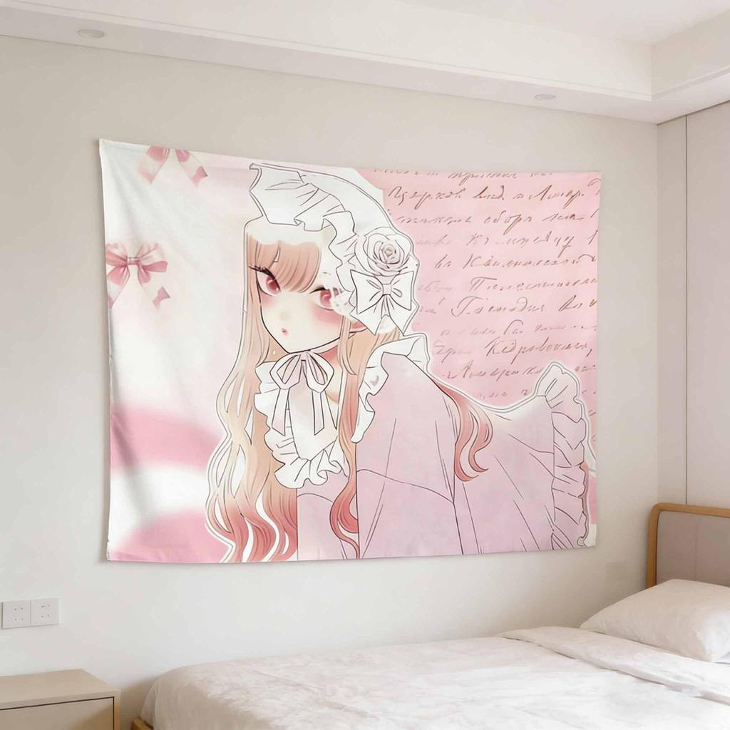 Marin Beichuan Anime Tapestry Pink Art Wall Hanging Decor for Bedroom Dorm Aesthetic Wall Art Cute Gift For Anime Fans