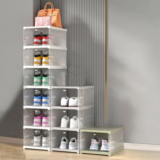 Home Shoe Box Transparent Stackable Thickened Foldable Dust-proof Visible Dustproof Moisture-proof Dorm Shoe Container Shoe