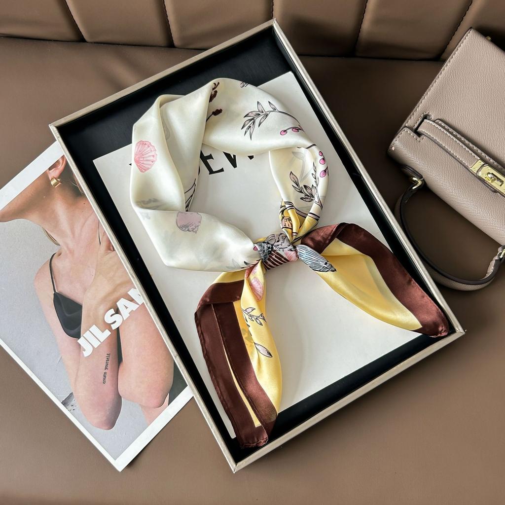 Шелковый шарф женский модный универсальный высокий смысл 70 квадратный шарф защита шеи шарф ретро шарф сумка