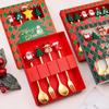 Cross-Border Christmas Stainless Steel Fork & Spoon Gift Set - Reindeer & Snowman Cartoon Pattern Dessert Gold Cutlery