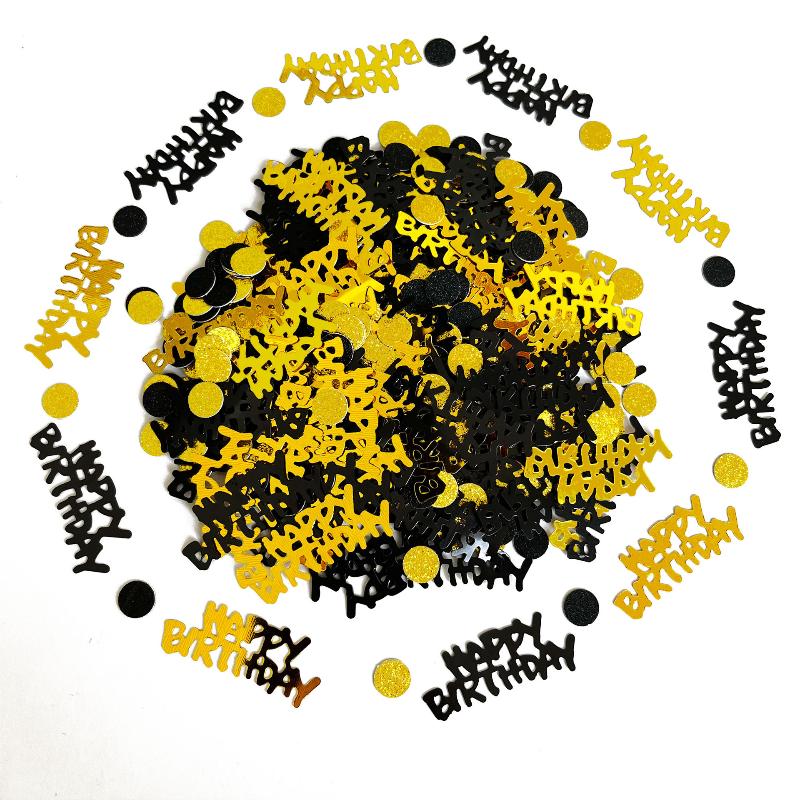 15 г/пакет Цифровое золото Черное конфетти Блестки Число 18/21/30/60/70 Бумажные обрывки Вечеринка по случаю дня рождения Юбилей Свадебное украшение