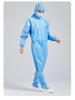 Class 100 Antistatic Cleanroom Suit with Diagonal Zipper, White/Blue