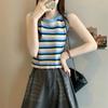 Женский трикотажный топ-майка с радужной полоской дофамина, летний, великолепный, красивый, высококлассный, без рукавов, маленький жилет, верхняя одежда