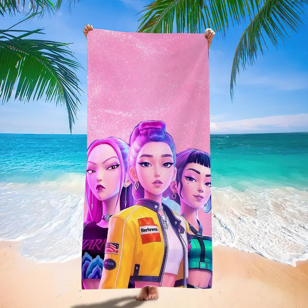 Trend Character Digital Print Double Sided Flannel Microfiber Beach Towel Quick Dry Absorbent Bath Towel