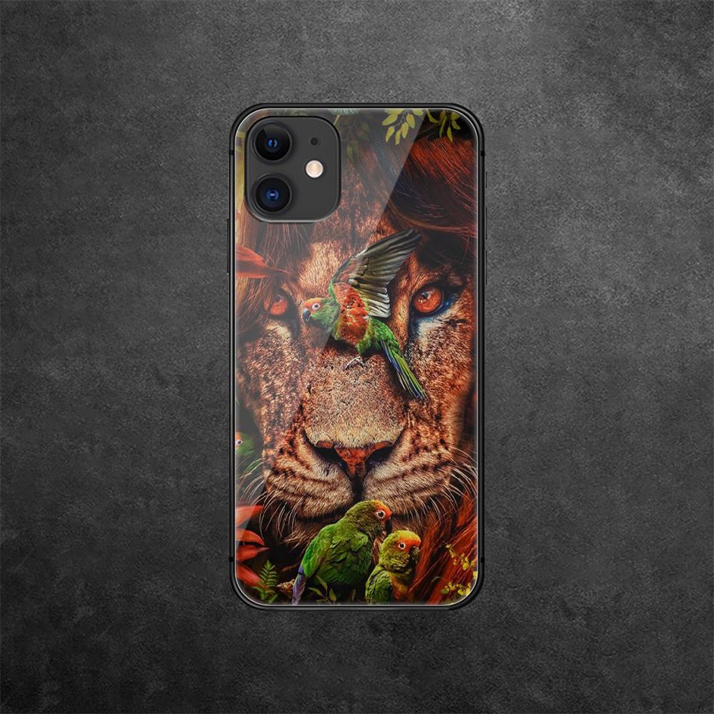 Чехол для телефона из закаленного стекла Lion Animal King для iPhone Samsung Galaxy OnePlus Oppo Xiaomi Redmi Note SA 7 8 9 10 11 12 13 14 20 21 22 53 Pro Max Ultra