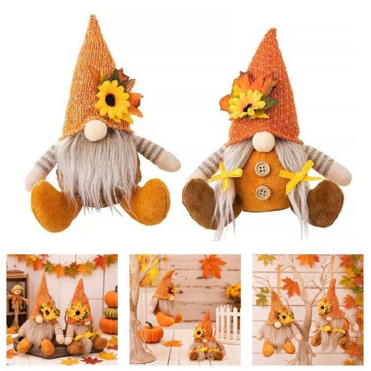 1Pair Harvest Festival Dwarf Dolls Set Handmade Gnomes Statuettes for Seasonal Home Embellishment Parties Supplies