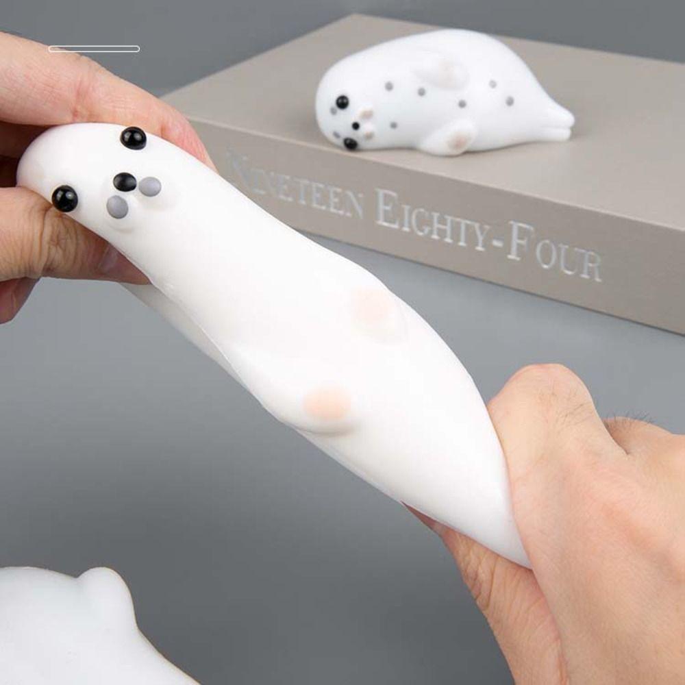Squshy Texture Lying Down Seal Squishy Toy White-Spotted Sensory Toys Seal Squeeze Toy Gift Idea
