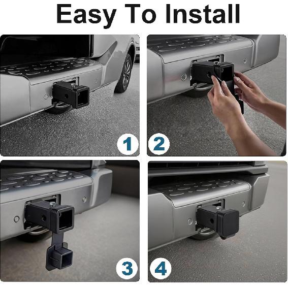 2" Trailer Hitch Cover [Reinforced Rubber Strap] Heavy Duty Rustproof Flat | Black Finish Fits 2x2 Receiver Plug, Dustproof Tow Hitch Cover for Truck
