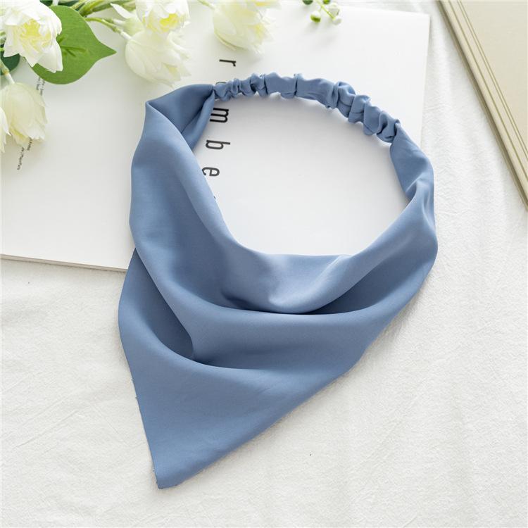 Summer Women Solid Color Head Scarf Vintage Triangle Bandanas Chiffon Elastic Hairbands Children Girl Headbands Hair Accessories