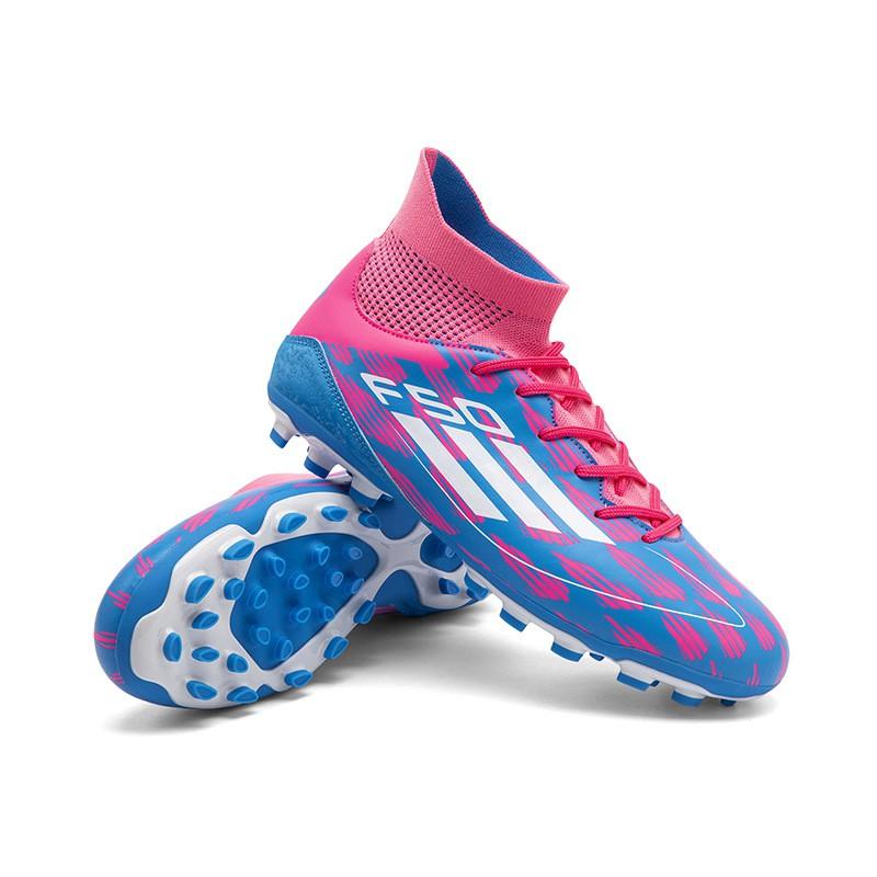 Unisex Adult Kids Football Cleats Artificial Turf AG TF Studs Synthetic Leather Upper Lace-Up High Top