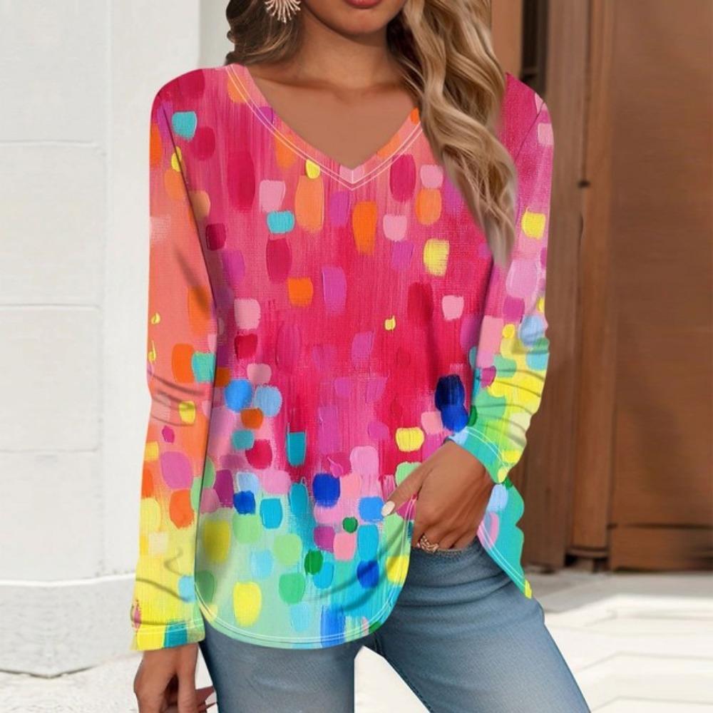 Женские топы, летние модные цветочные пуловеры с круглым вырезом, повседневные весенние топы для женщин, блузки с длинным рукавом