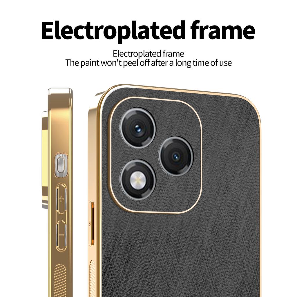 KADEM For Honor 400 Lite Case Electroplating Silk Texture PU+TPU Phone Back Cover