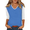 Женский повседневный модный сексуальный удобный топ с V-образным вырезом, цветной вставкой и рукавом три четверти