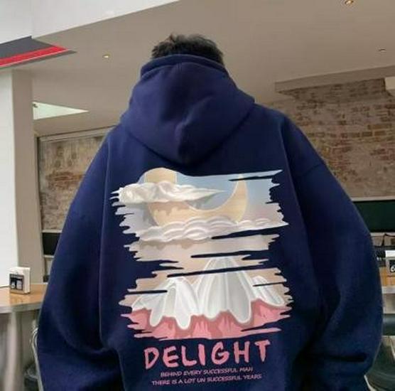 Мужская толстовка свободного покроя с принтом в стиле ретро Apricot - модная свободная толстовка на весну/осень для пар