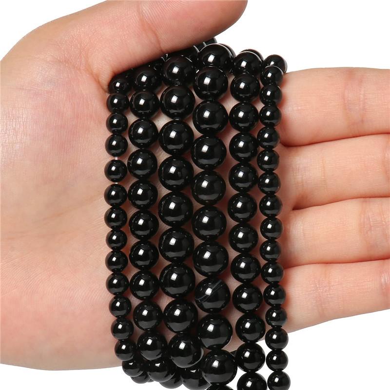 Натуральный драгоценный камень, свободные бусины из камня-разделителя, черные бусины из оникса для изготовления ювелирных изделий