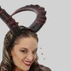 Headpiece Halloween Demon Horns Headband Pu Devil Ox Horn Hairband Novelty   Dressing Up Props