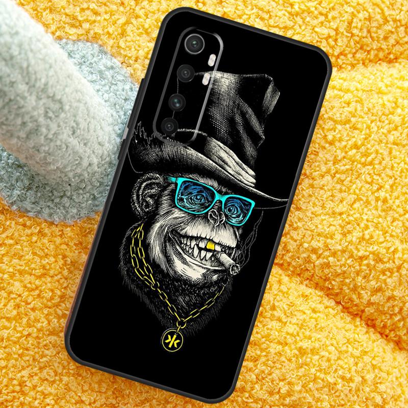 Funny Thinking Monkey With Headphone Case For POCO X3 X4 X5 F5 Pro M5s C40 F4 GT F3 Cover For Xiaomi 12T 11T Pro 12 13 Lite 12X