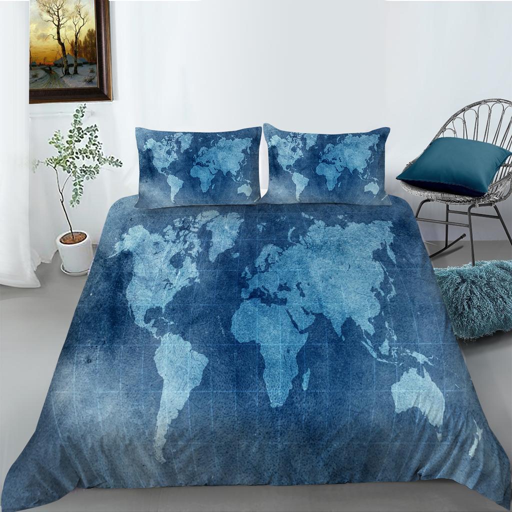 2023 Новый стильный комплект пододеяльников с картой, размер King Queen, роскошные пододеяльники World, 3D мягкие комплекты постельного белья для мальчиков и девочек, мужчин и женщин