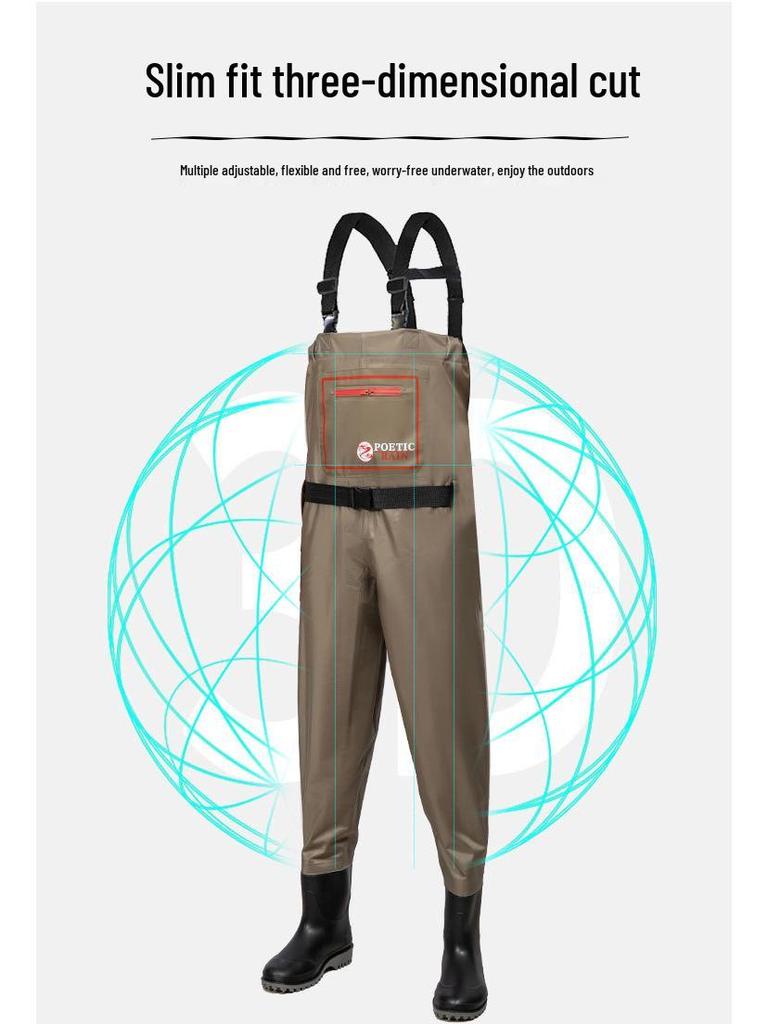 Half-Body Waterproof Fishing Waders with Belt and Boots