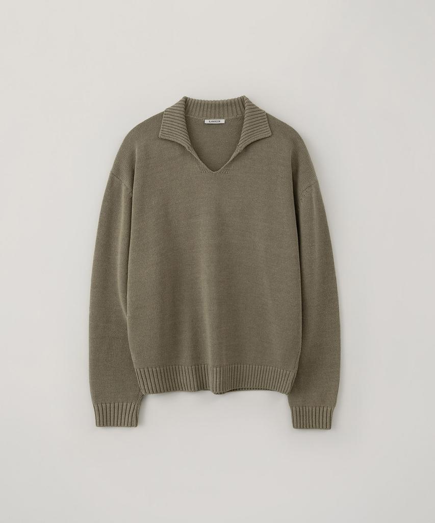 BLANKROOM V-Collar Knit_Natural Khaki
