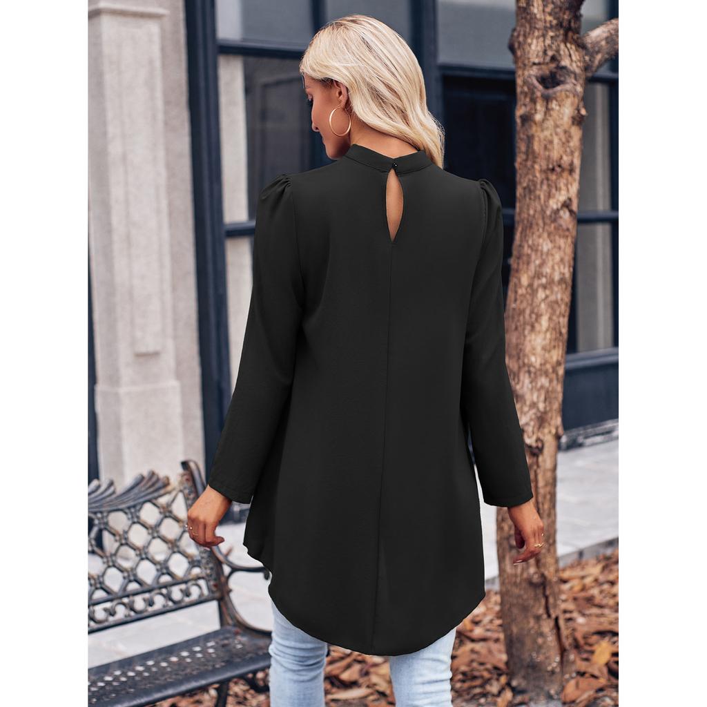 Повседневная женская модная однотонная рубашка с высоким воротником и длинными рукавами, пальто из искусственной кожи с двумя рубашками для женщин, элегантная женская одежда, осенняя одежда