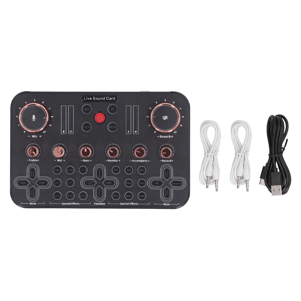 Живая звуковая карта Voice Changer Soundboard Bluetooth Audio Mixer для записи гитары и игр