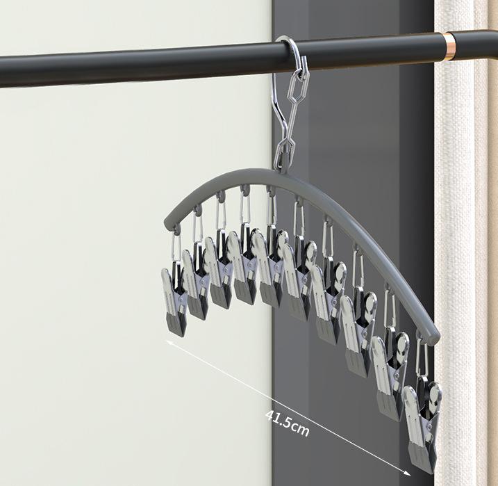 Вешалка изогнутой формы, металлические вешалки для брюк для йоги, вешалка для брюк с 10 прищепками, экономящие место подвесные вешалки, органайзер для шкафа с резиновым покрытием,
