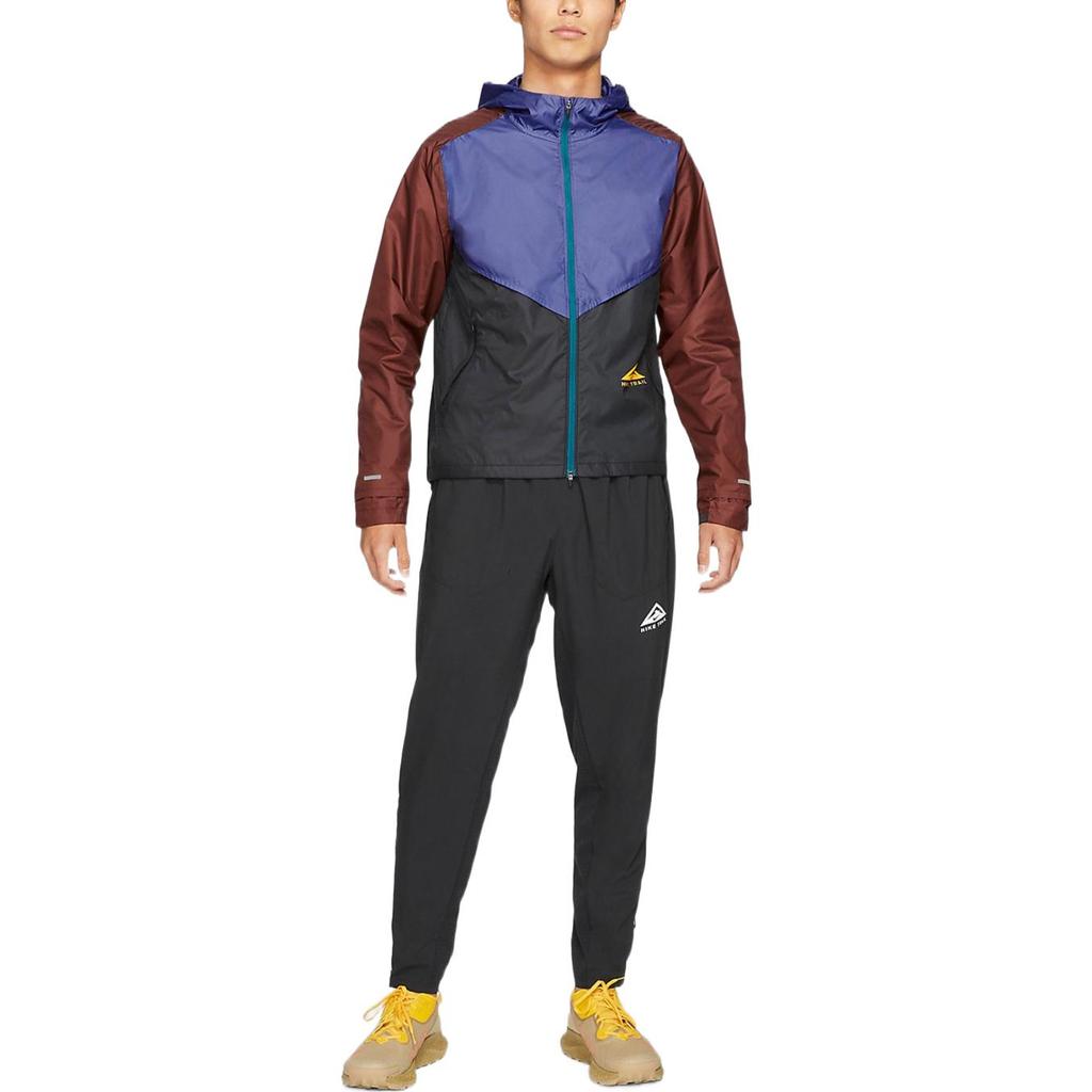 Nike Мужская куртка с капюшоном на молнии со светоотражающим логотипом и цветными блоками, верхняя одежда фиолетового, черного цвета CZ9055-510