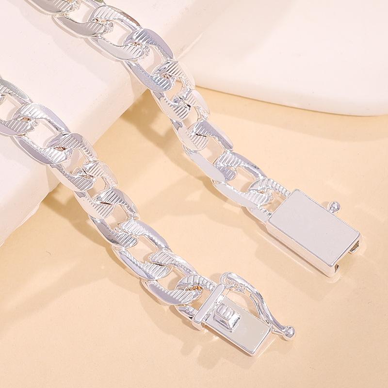 , модная бижутерия, посеребренный персонализированный мужской браслет высокого класса с боковой квадратной пряжкой, популярные мужские модели