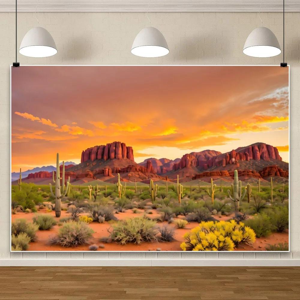 Desert Landscape Rocky Mountains Photography Background Reptile Habitat Immortal Palm Sun Oasis Natural Background Poster