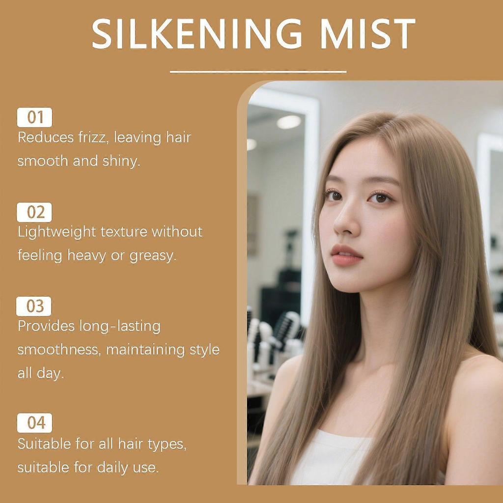 Silkening Hair Mist with Vitamin E, Collagen & Ginger Root Oil - Frizz Control, Split End Repair & Smoothing Spray for All Hair Types