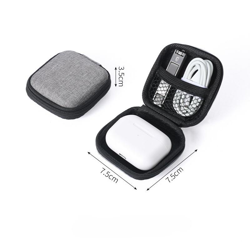 Portable Digital Cable Winder Organizer Case Solid Color Minimalist Tech Storage Box Shockproof Charger Cable Hard Drive Bag