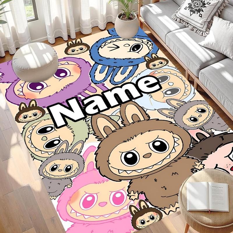 Custom Name Personalized Labubu Print Carpet, Versatile Home Decor Rug, for Playroom, Apartment, Balcony, Entryway, Hallway Gift