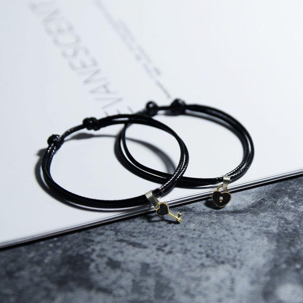 Подарки Замок Шарм Регулируемая веревка веревка ключ сердце браслеты модные аксессуары ювелирные изделия браслеты