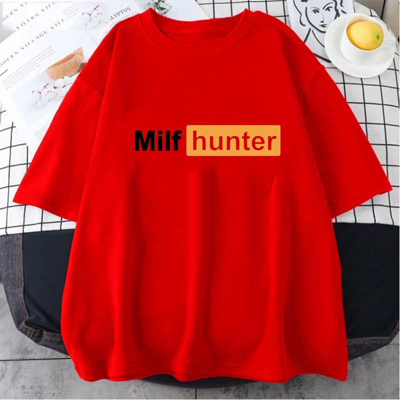 Летний охотник на MILF | Забавная шутка для взрослых для мужчин, которые любят MILF, футболка, забавные буквы, с коротким рукавом, футболки, топы, свободная рубашка