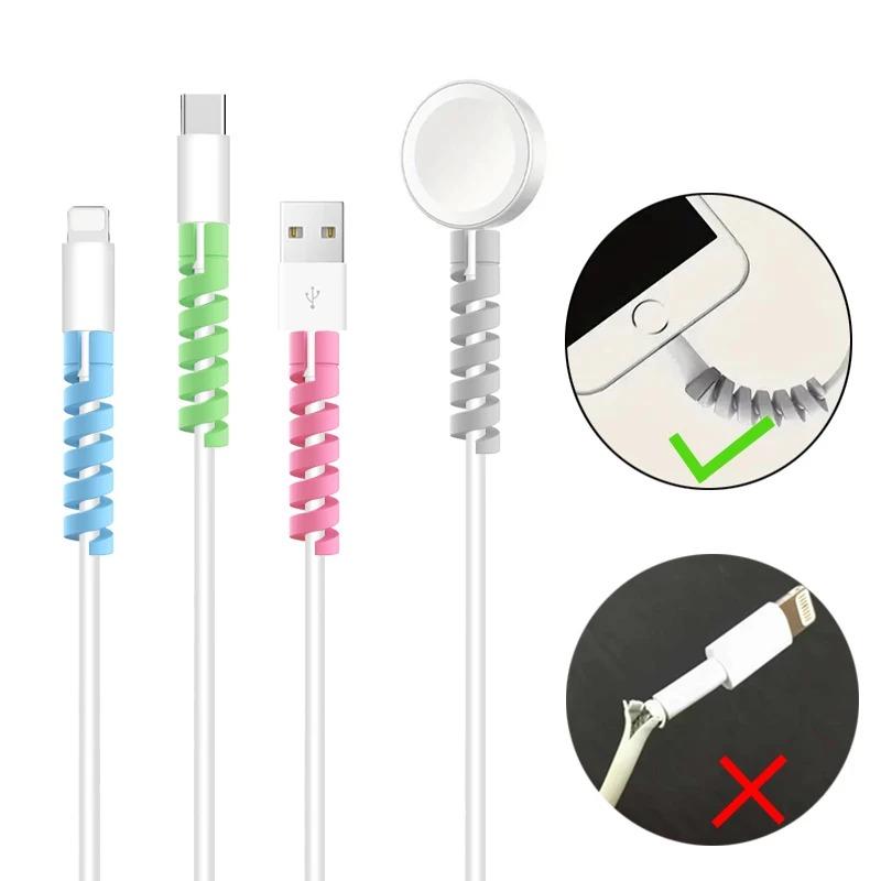 10pcs Silicone Cable Protector Spiral Winder Cord Saver Cover for USB Charger Phone Cable Accessories Durable Wire End Organizer